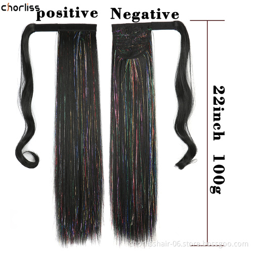 Best Selling High Quality 22 Inch Chorliss Silky Straight Wrap Around Hair Accessories Woman Light Up Ponytail Hair Synthetic